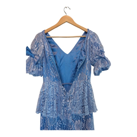 Vintage 90s Blue Lace Peplum Dress. - Picture 4 of 4